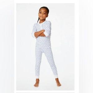 white and blue hearts roller rabbit kids pajamas (matching set)